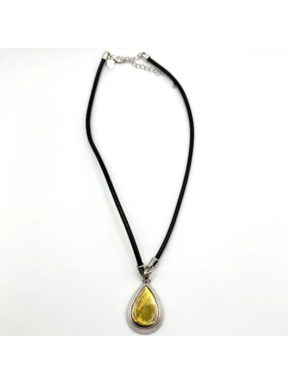 Lia Sophia Genuine Mother-Of-Pearl Teardrop Pendant Leather Cord Necklace
